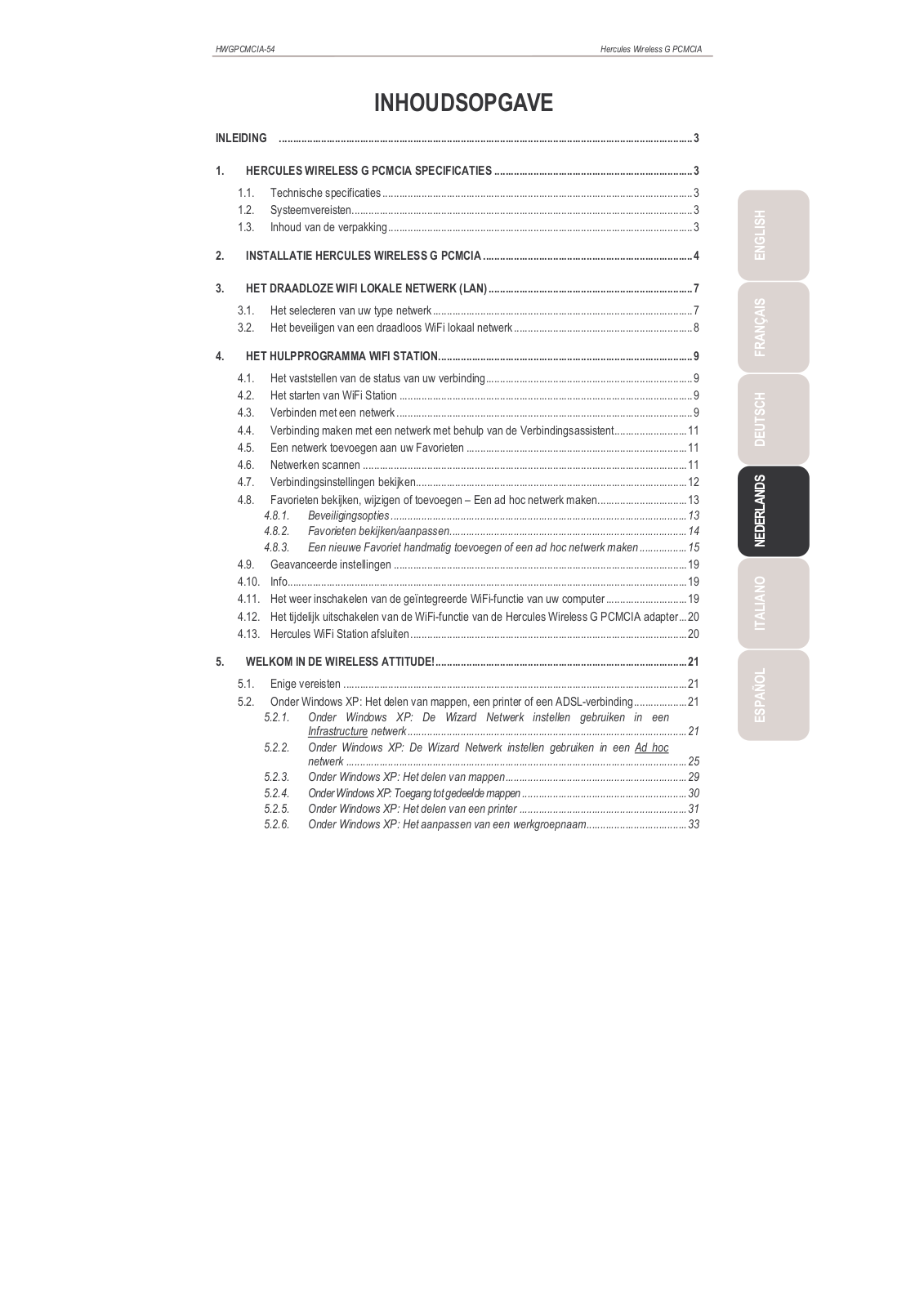 Hercules HWGPCMCIA-54-V2, HWGPCMCIA-54 User Manual