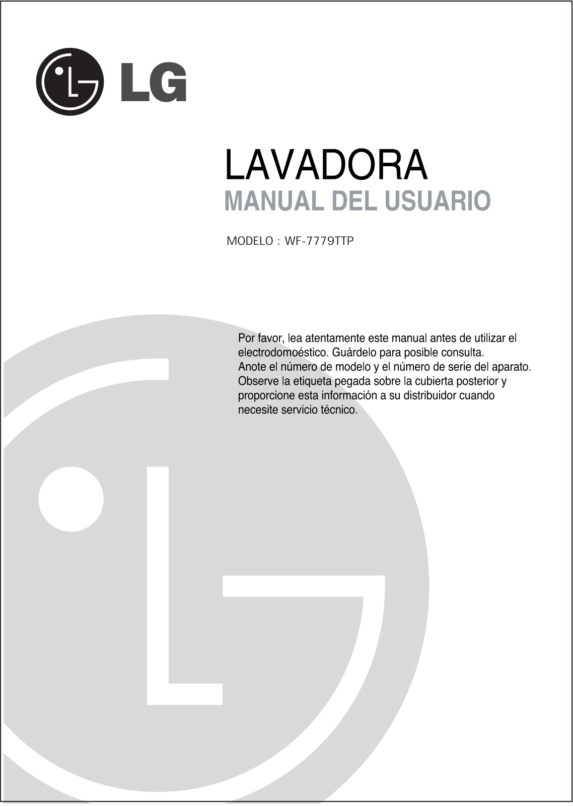 LG WF-7779TTP Owner's manual