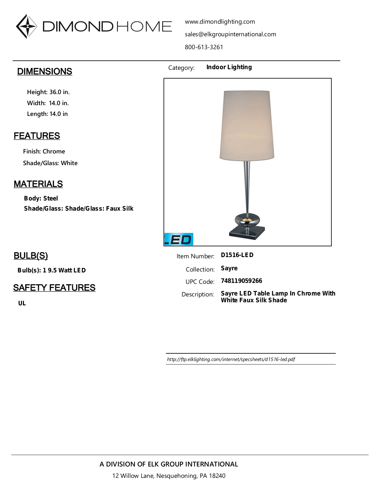 ELK Home D1516LED User Manual