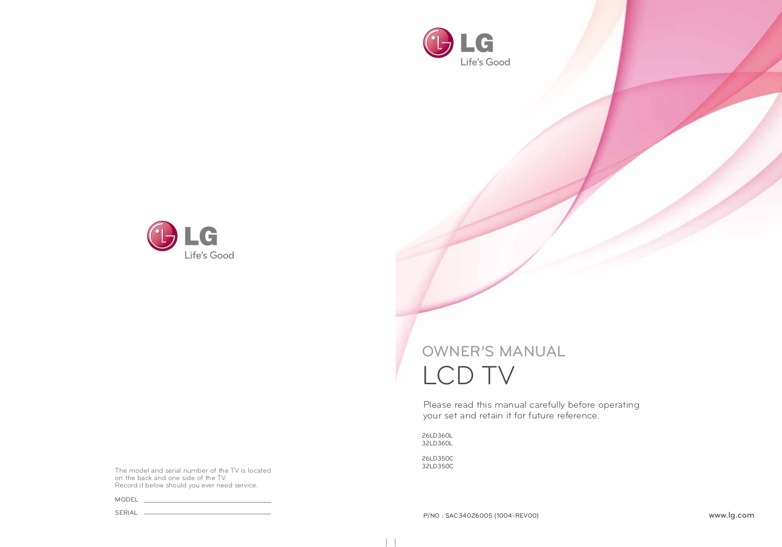 LG 32LD360L, 26LD350C Owner's Manual