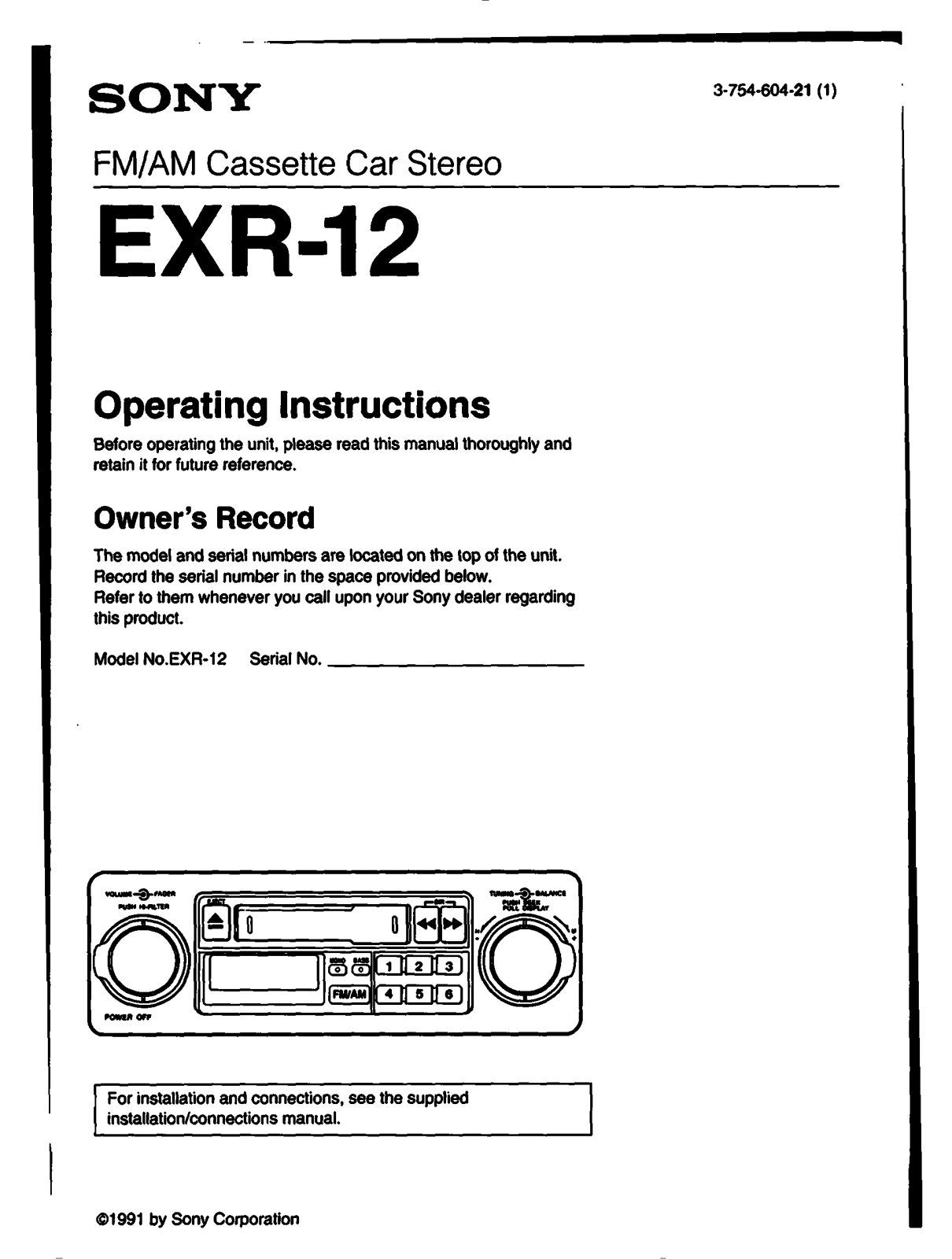 Sony EXR-12 Operating Manual