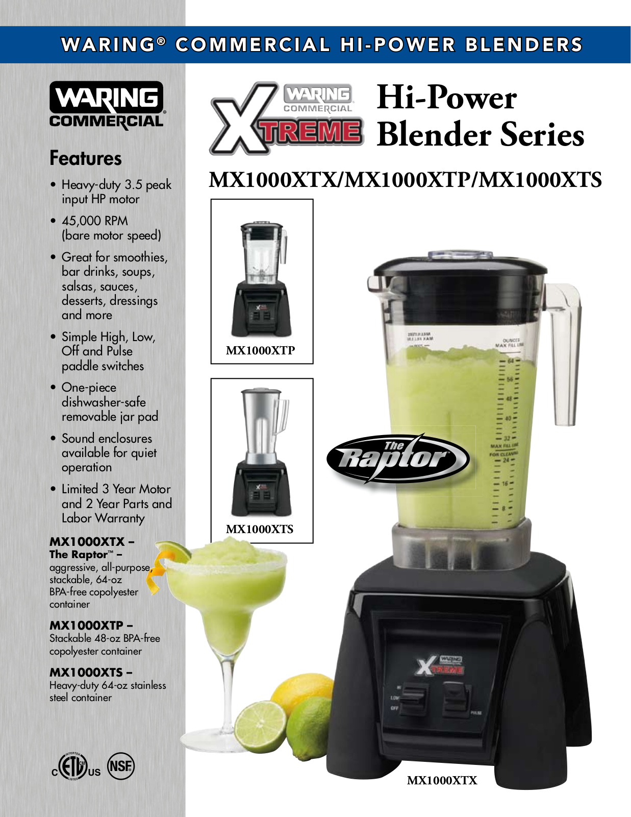 Waring MX1000XTP User Manual