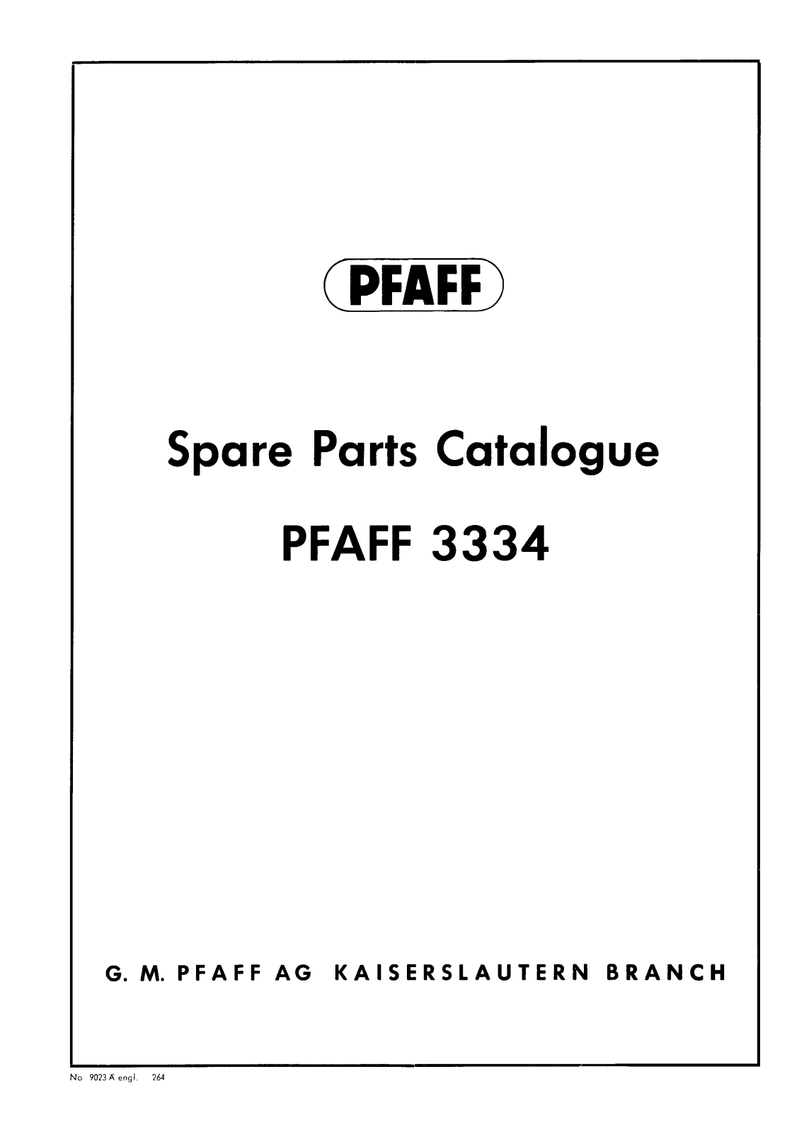 Pfaff 3334 Parts List