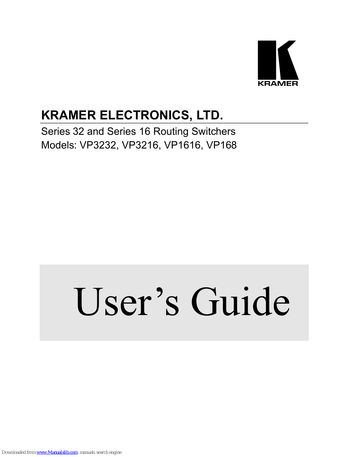 Kramer VP3232, VP1616, VP3216, VP168 User Manual