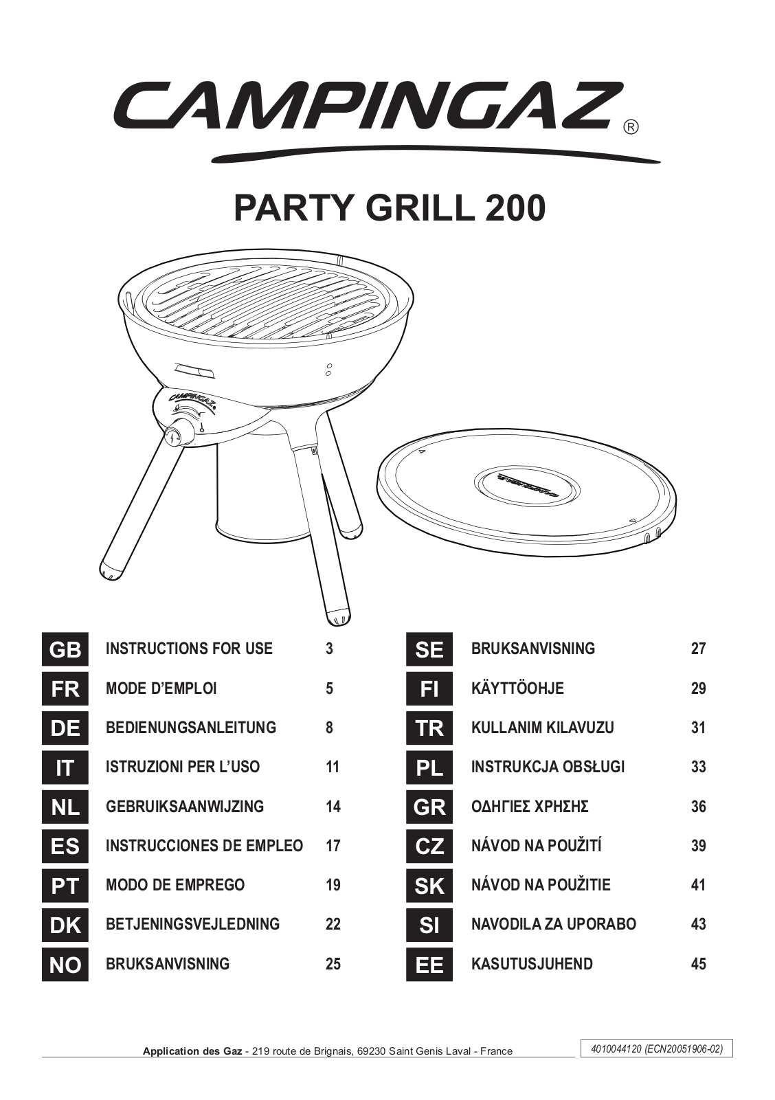 Campingaz Party Grill 200 User manual