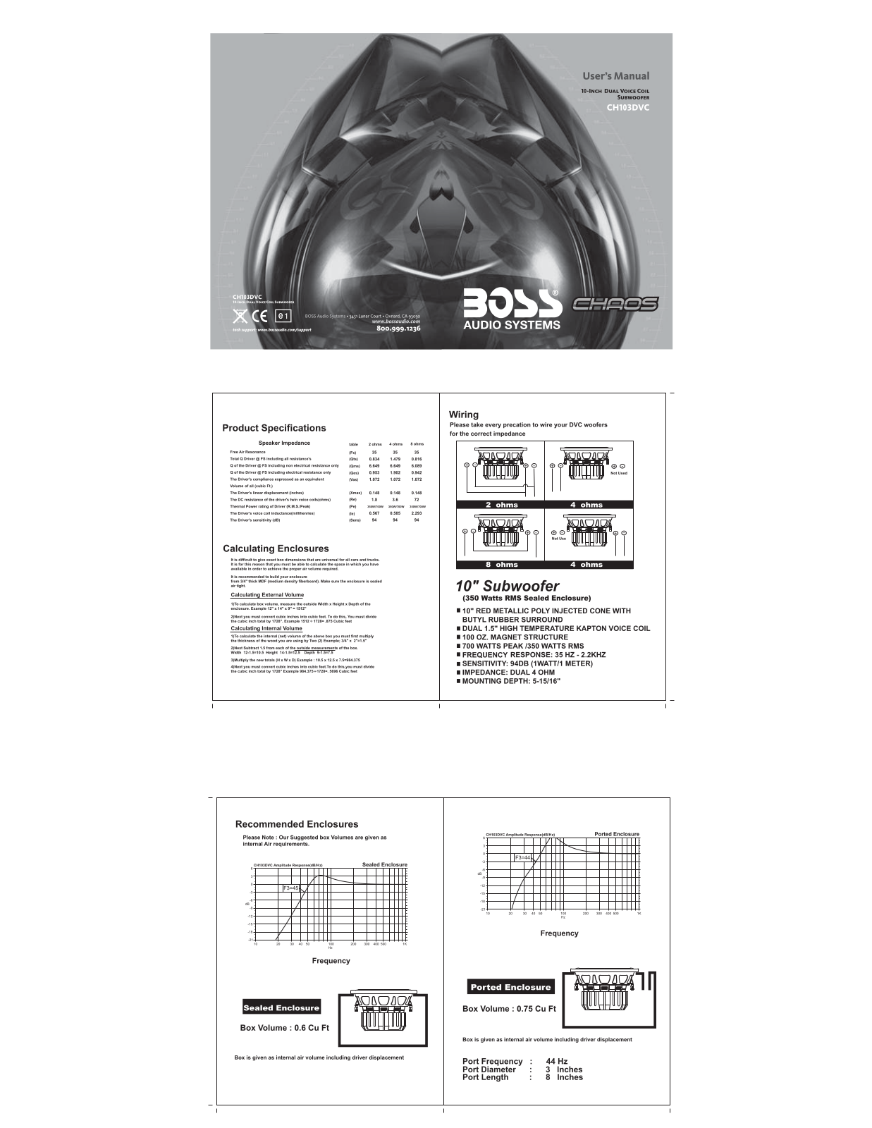 Boss Audio CH103DVC User Manual