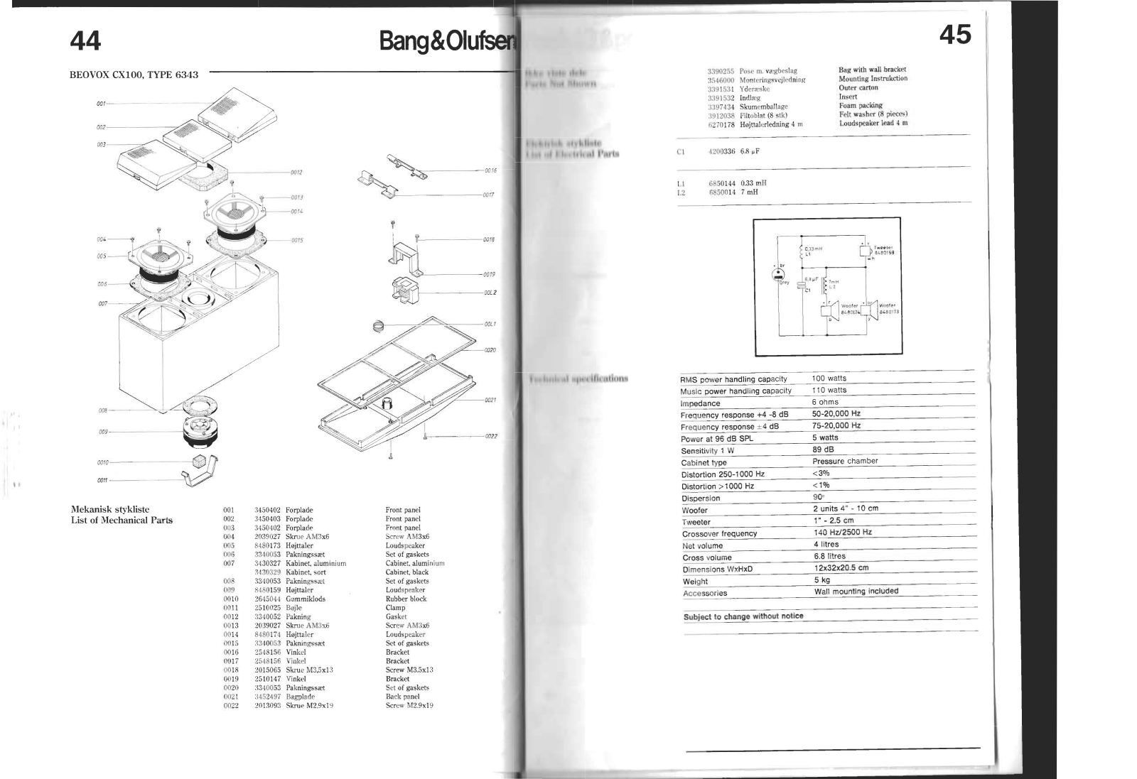 Bang and Olufsen Beovox CX-50 Service manual