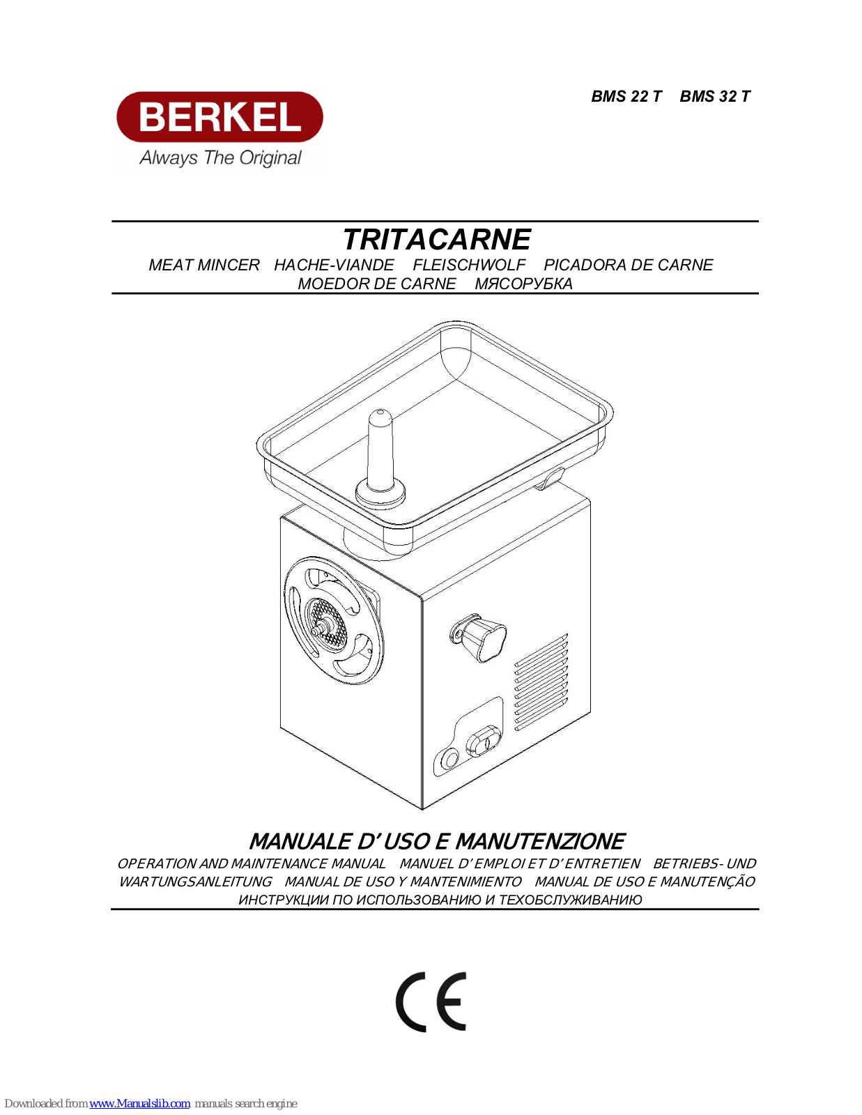 Berkel BMS 22 T, BMS 32 T Operation And Maintenance Manual