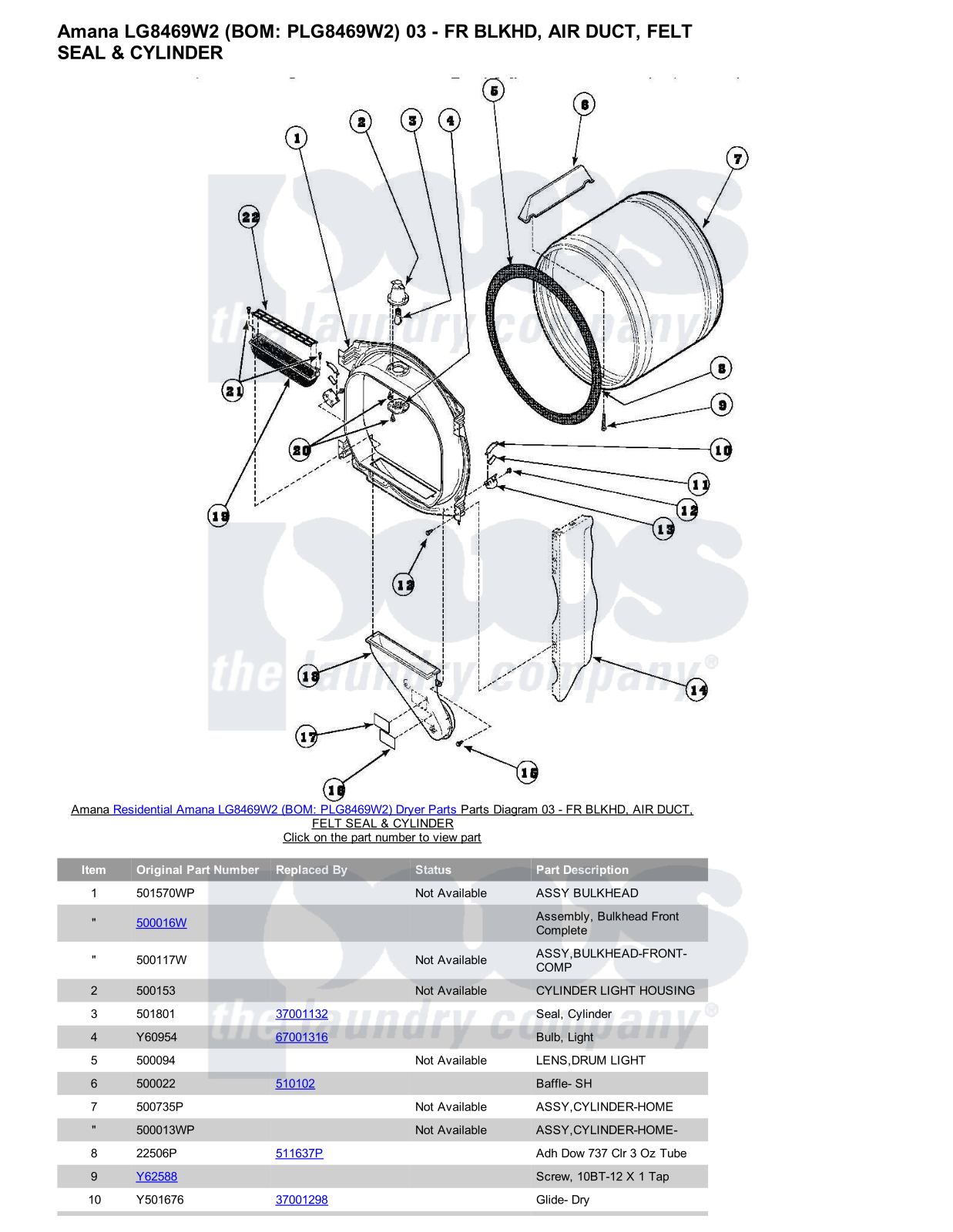 Amana LG8469W2 Parts Diagram