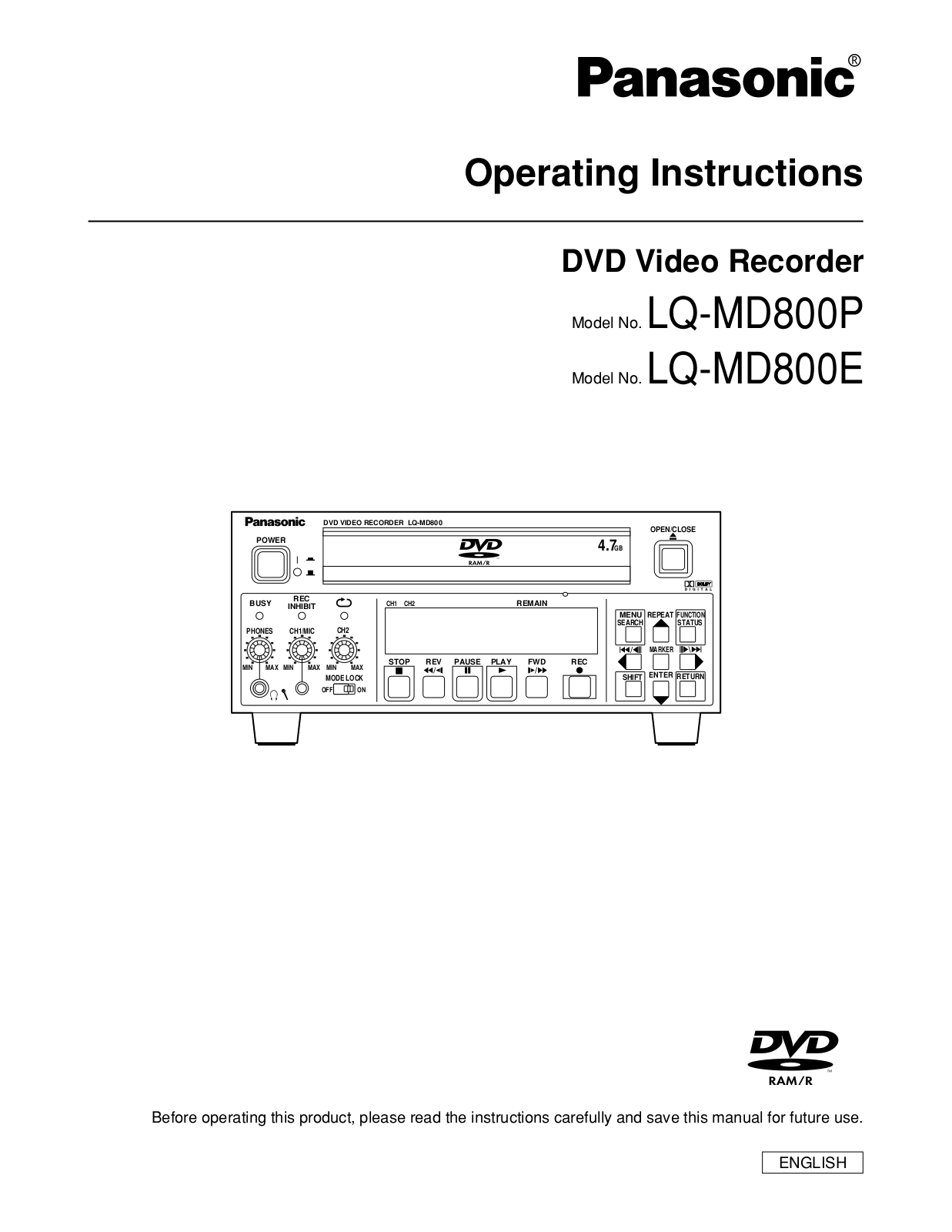 Panasonic lq-md800 Operation Manual