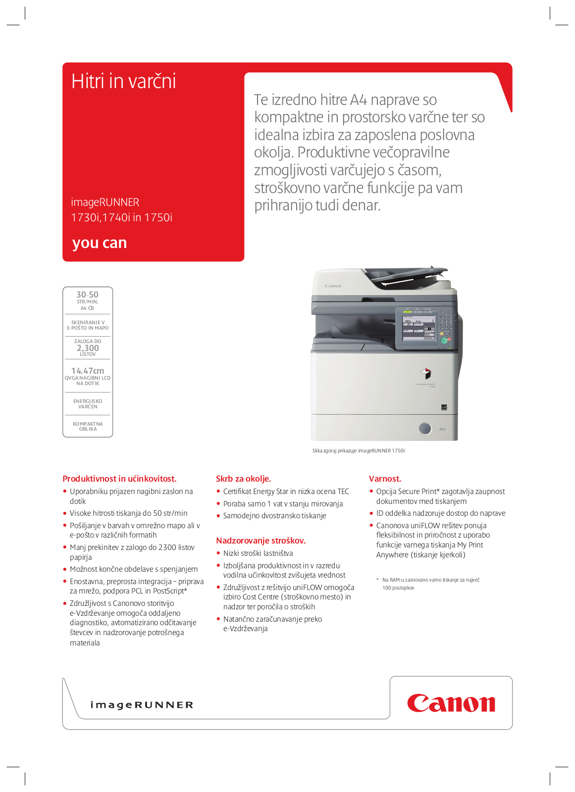 Canon imageRUNNER1730i, imageRUNNER1740i, imageRUNNER1750i BROCHURE