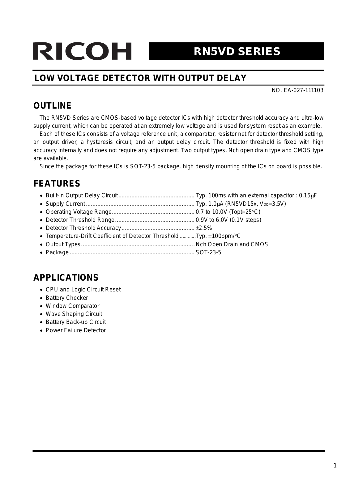 RICOH RN5VD Technical data