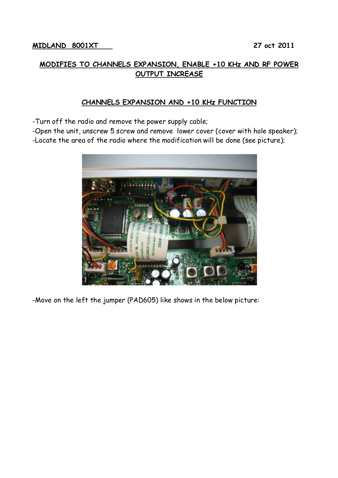 Midland 8001 XT Channels, +10 KHz and power mods - ManualMachine.com