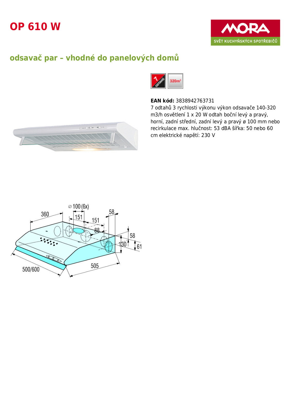 Mora OP 610 W User Manual