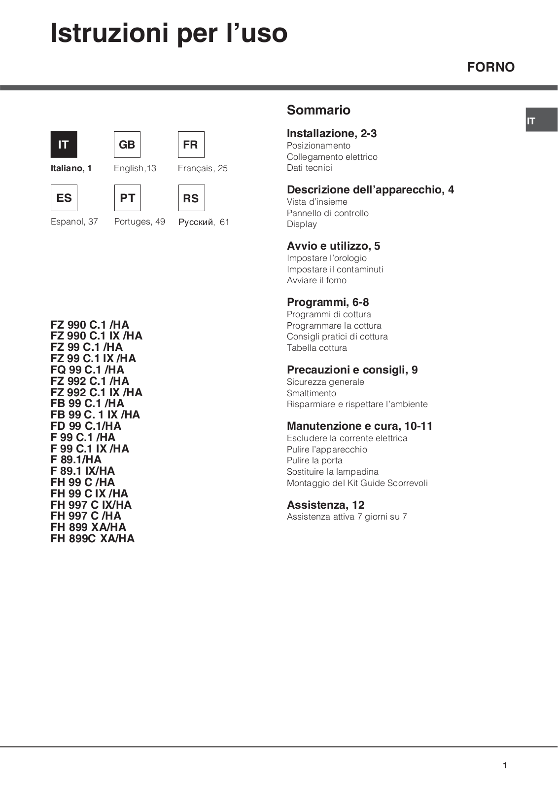 Hotpoint-ariston FH 899 C User Manual