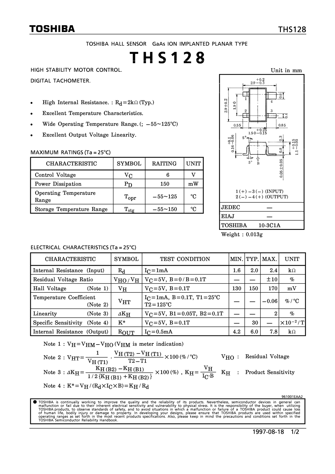 Toshiba THS1268 Datasheet