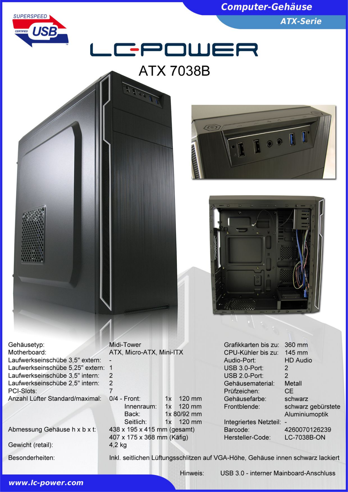 LC-Power LC-7038B-ON User Manual