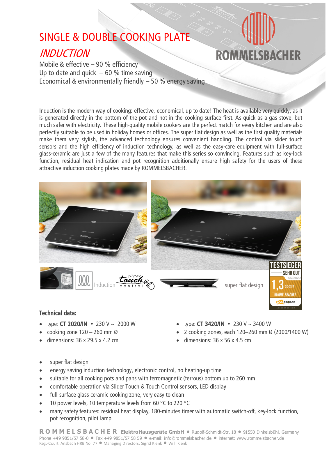 Rommelsbacher CT 3420/IN, CT 2020/IN Datasheet