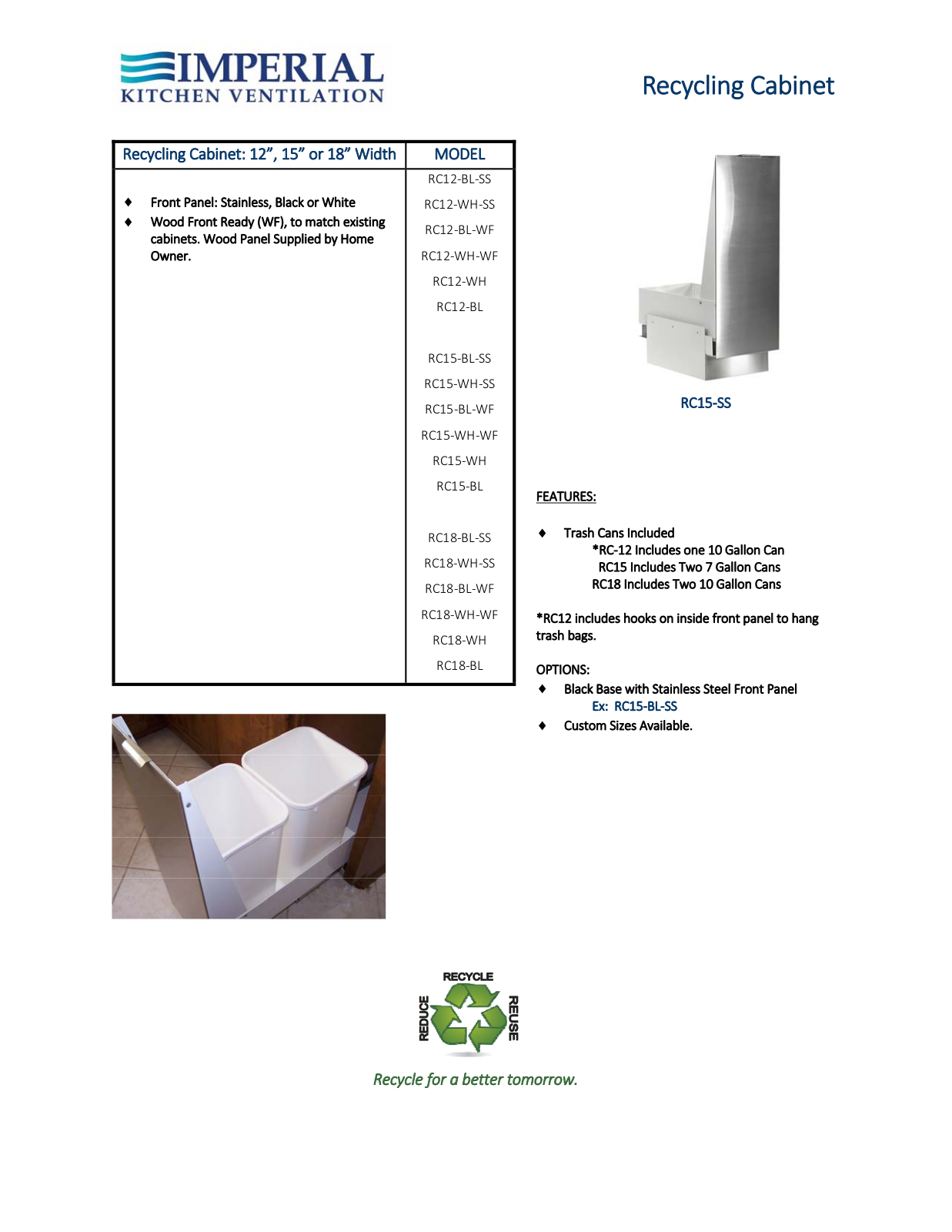 Imperial RC18BLWF Specifications