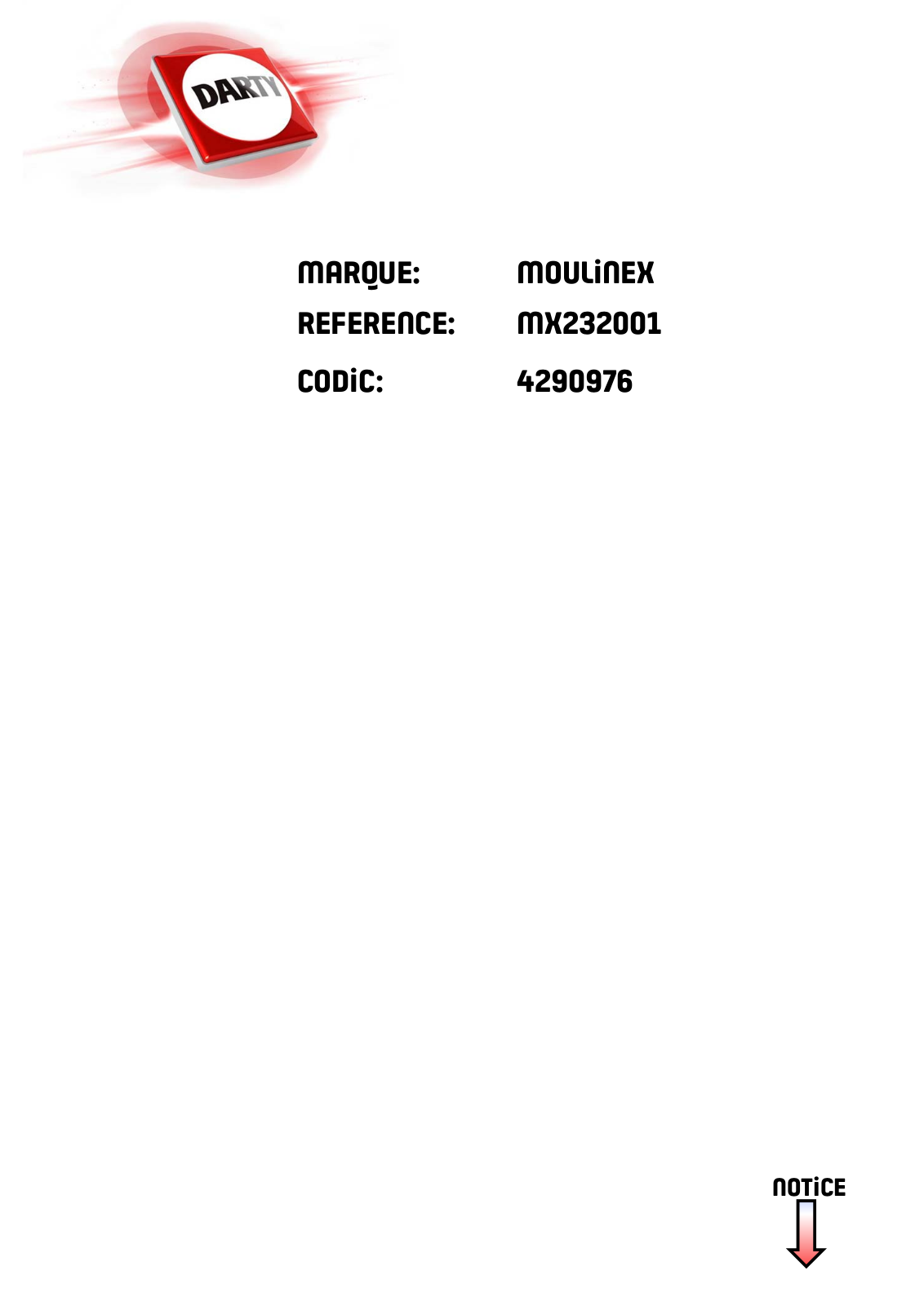 Moulinex MX232001 User Manual