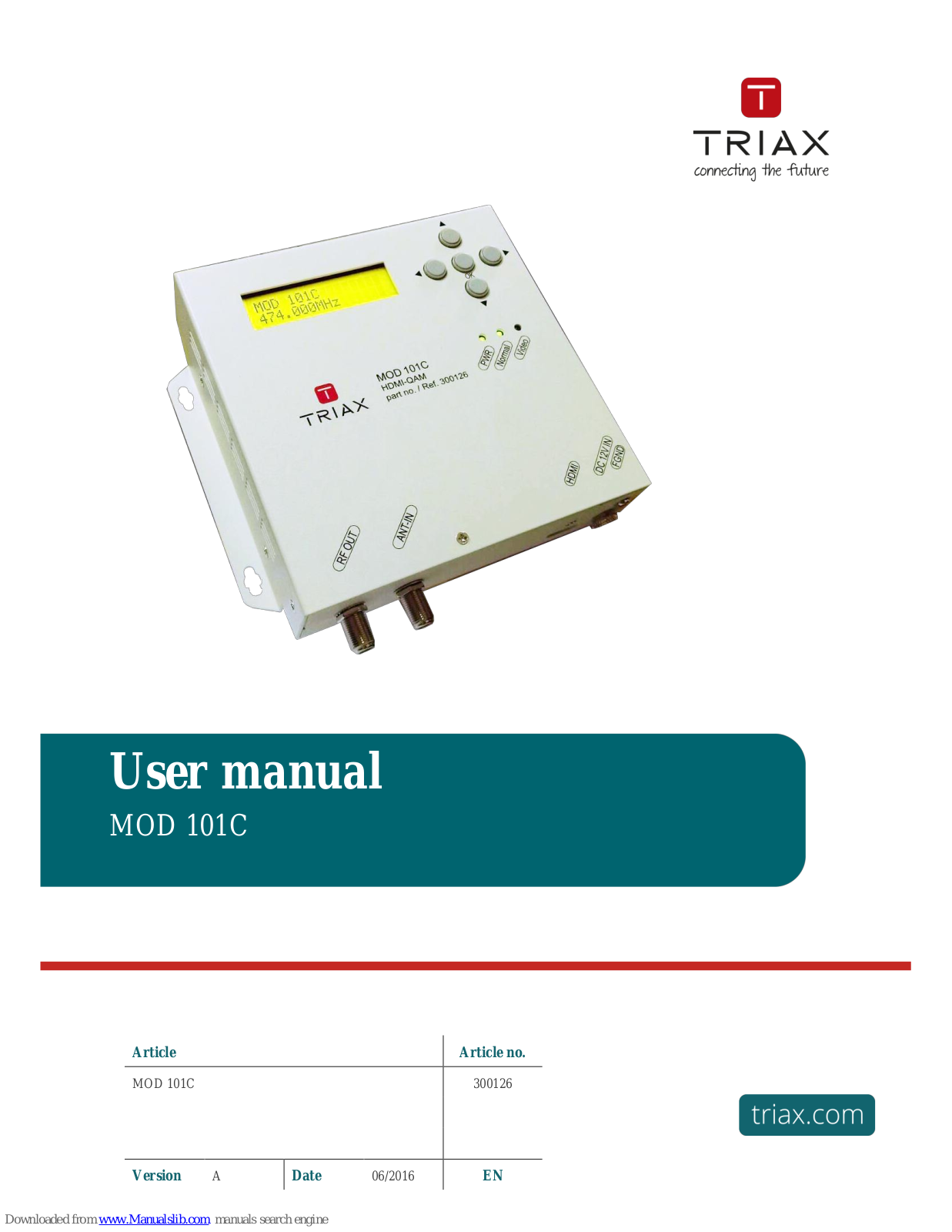 Triax MOD 101C User Manual