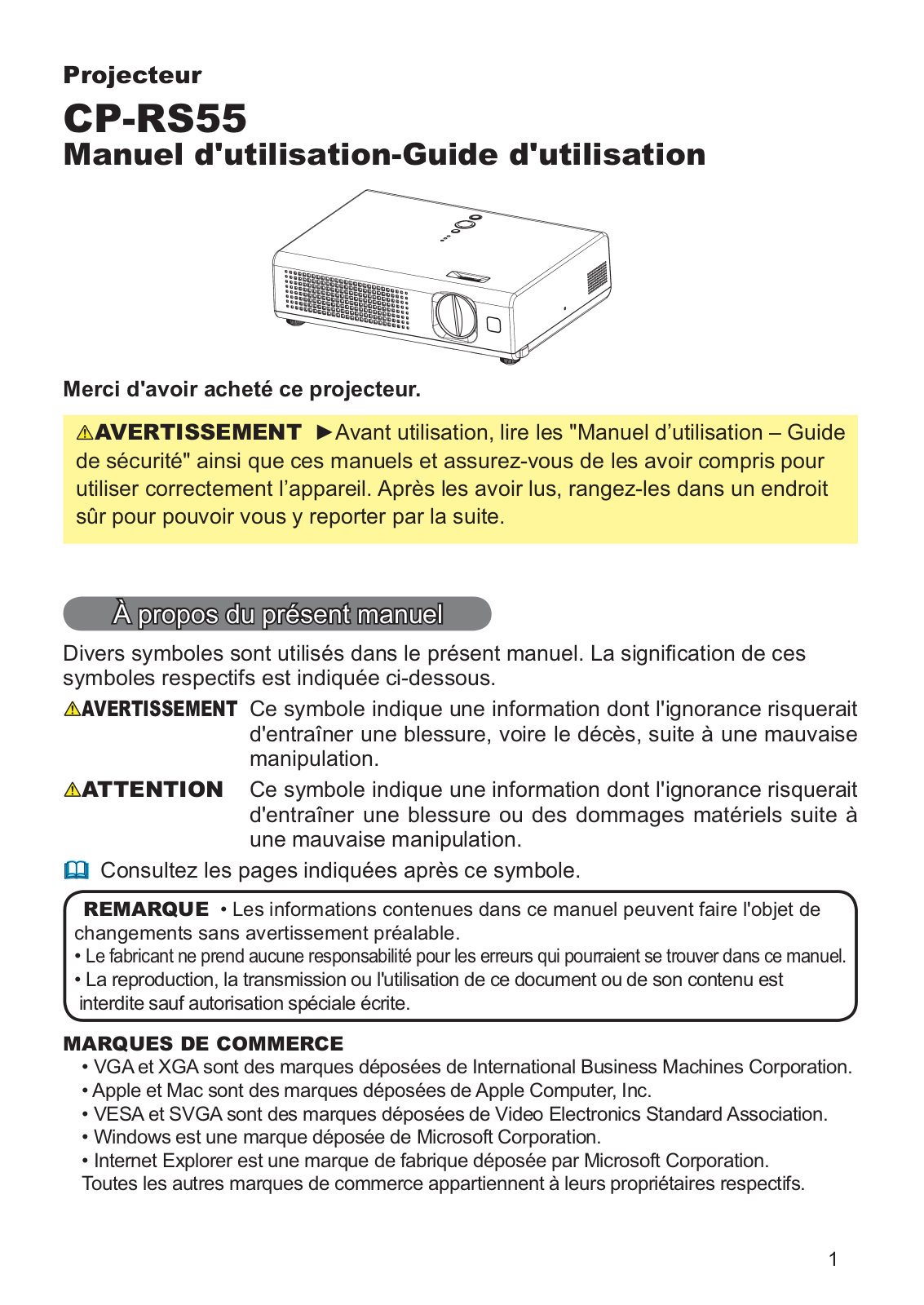 HITACHI CP-RS55, CP-RS55CW User Manual