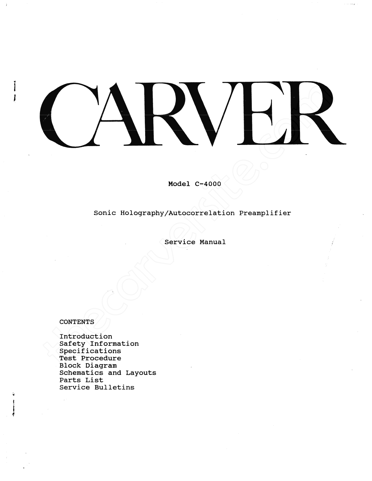 Carver C-4000 Service manual