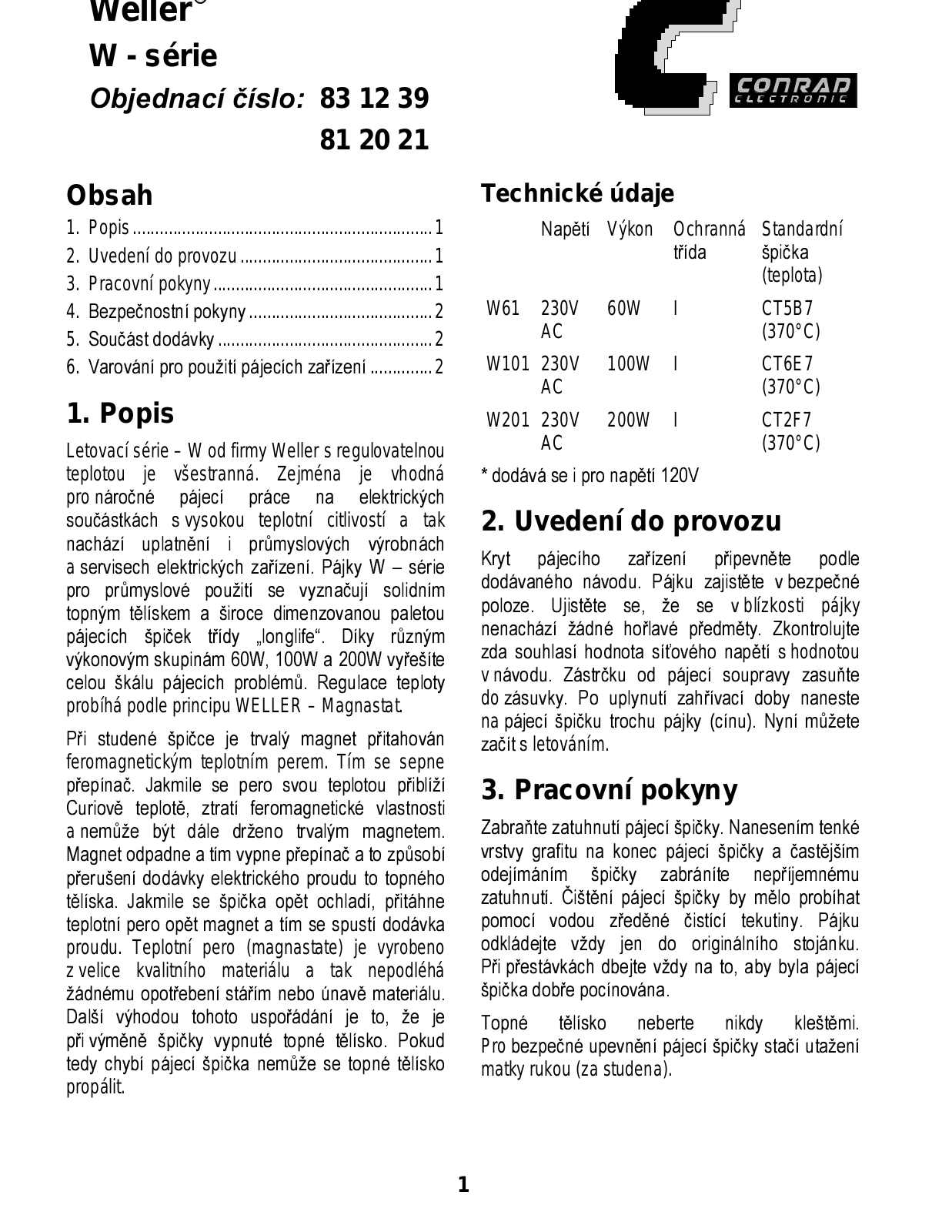 Weller W61, W101, W201 User guide