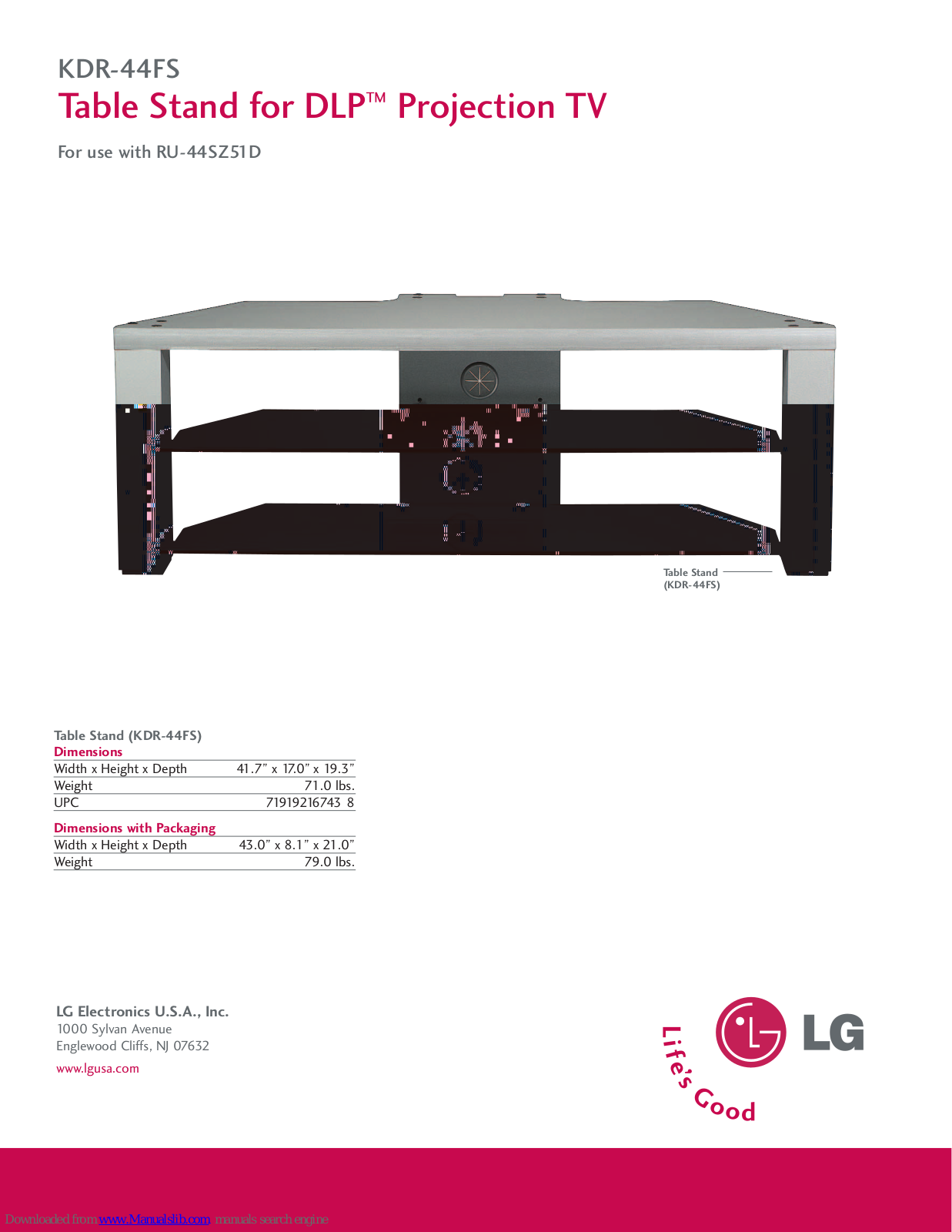 LG KDR-44FS Dimensions