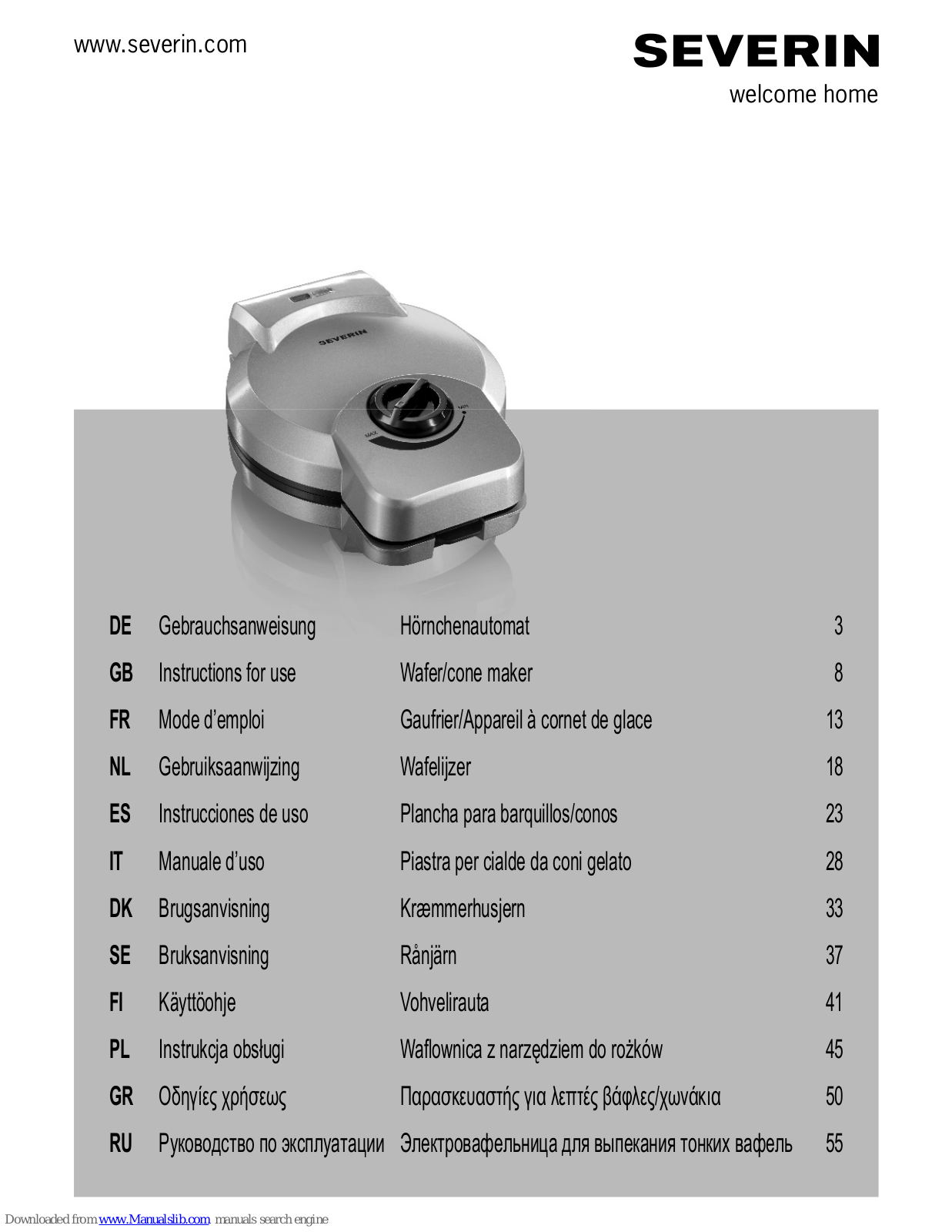 SEVERIN 2082 Instructions For Use Manual