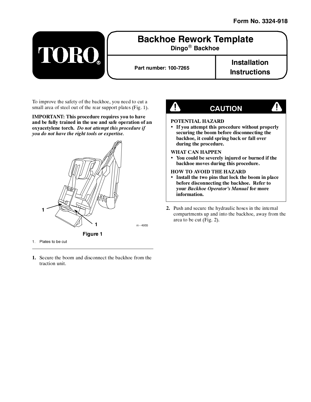 Toro 100-7265 Installation Instructions