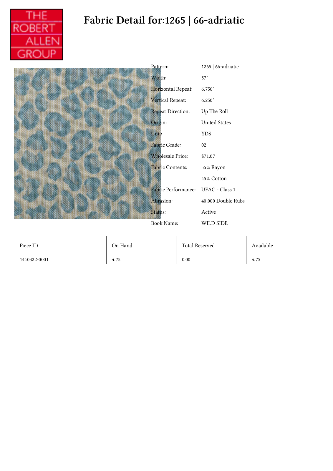 Duralee CRAL5704 Specifications - ManualMachine.com