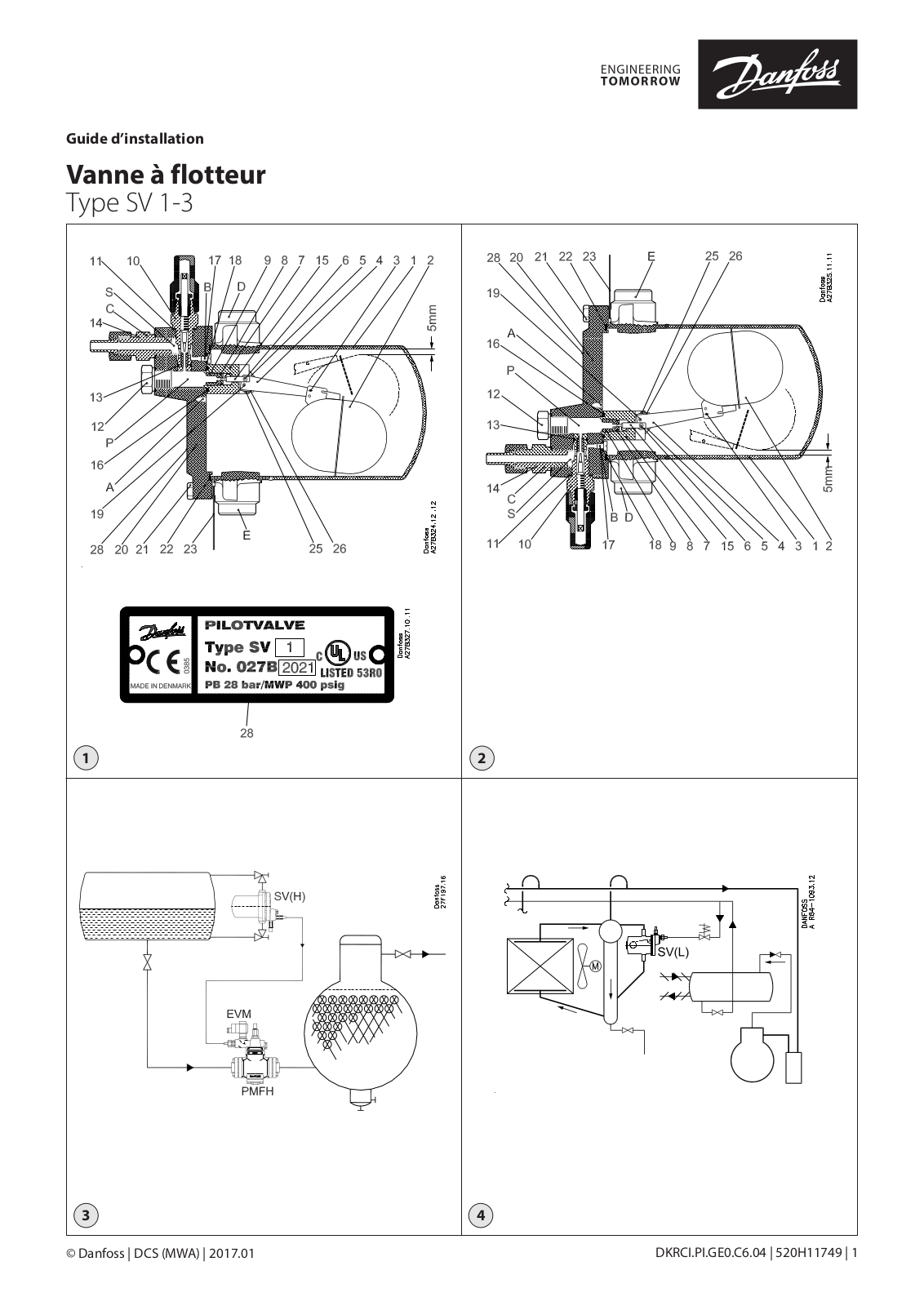 Danfoss SV 1, SV 3 Installation guide