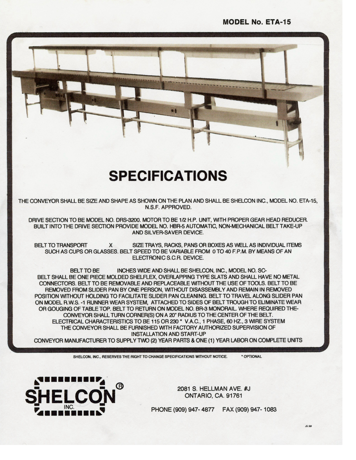 Shelcon ETA-15 User Manual