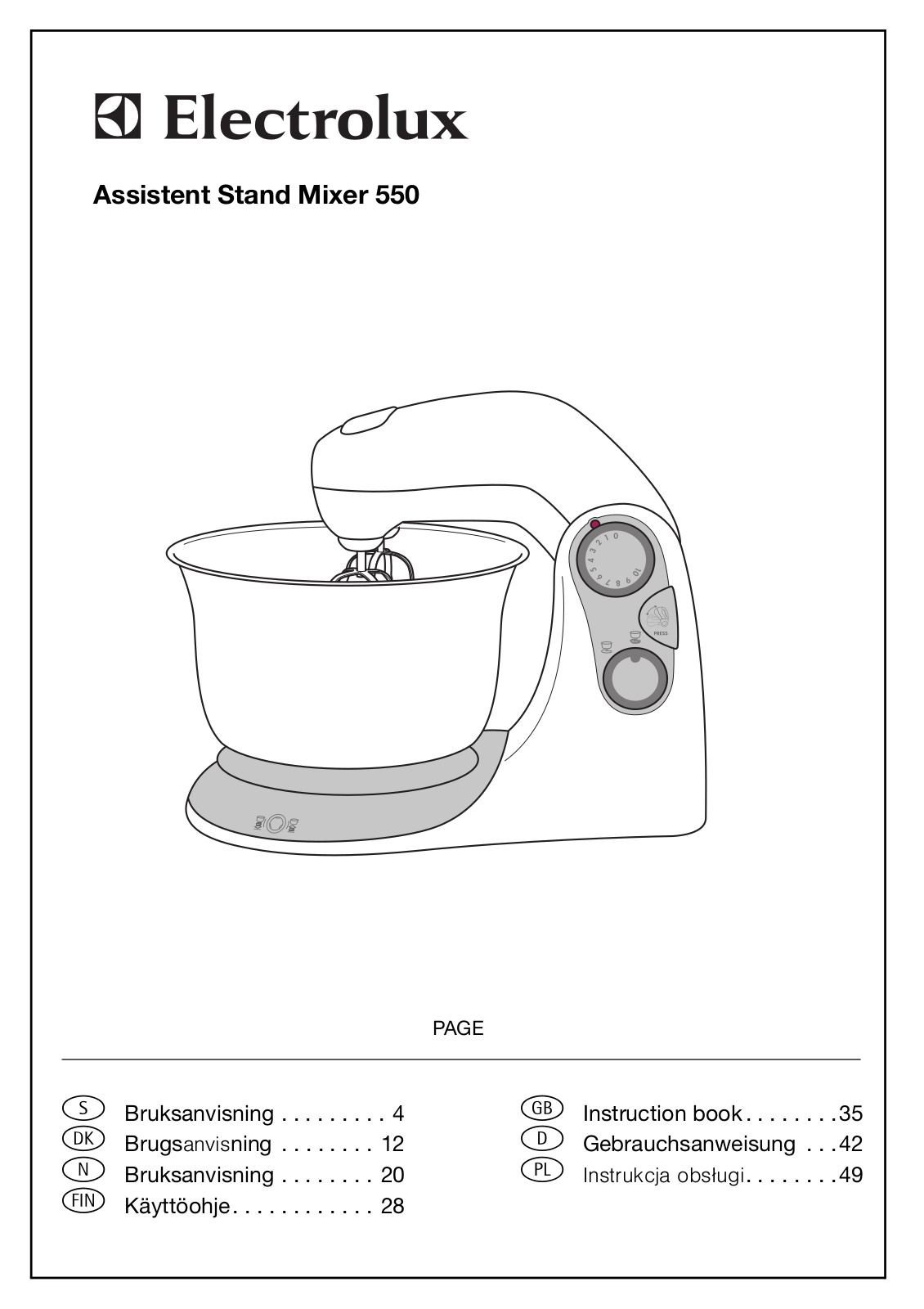 AEG Assistent Stand Mixer 550 User Manual