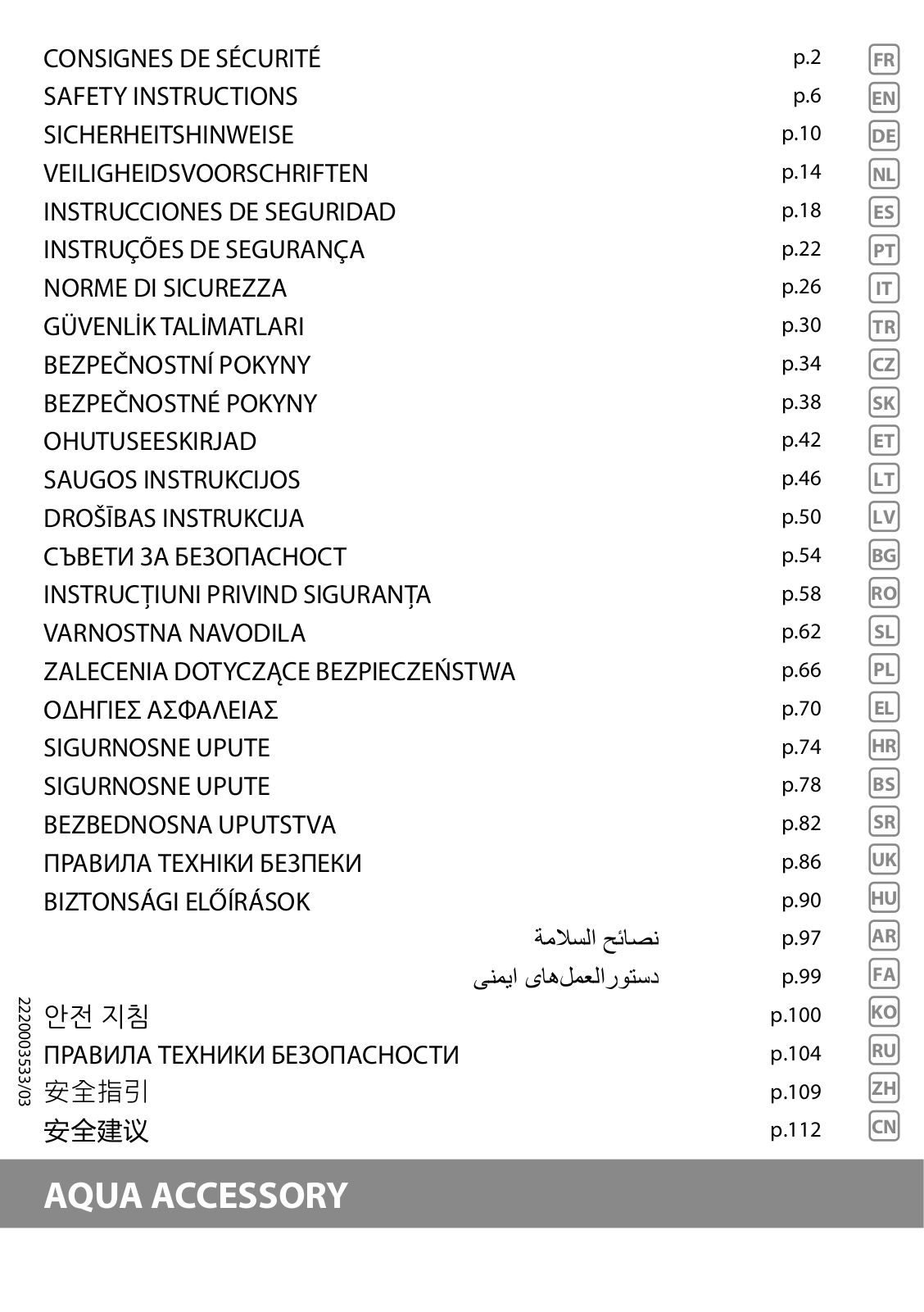 Rowenta ZR009500 Safety Data Sheet