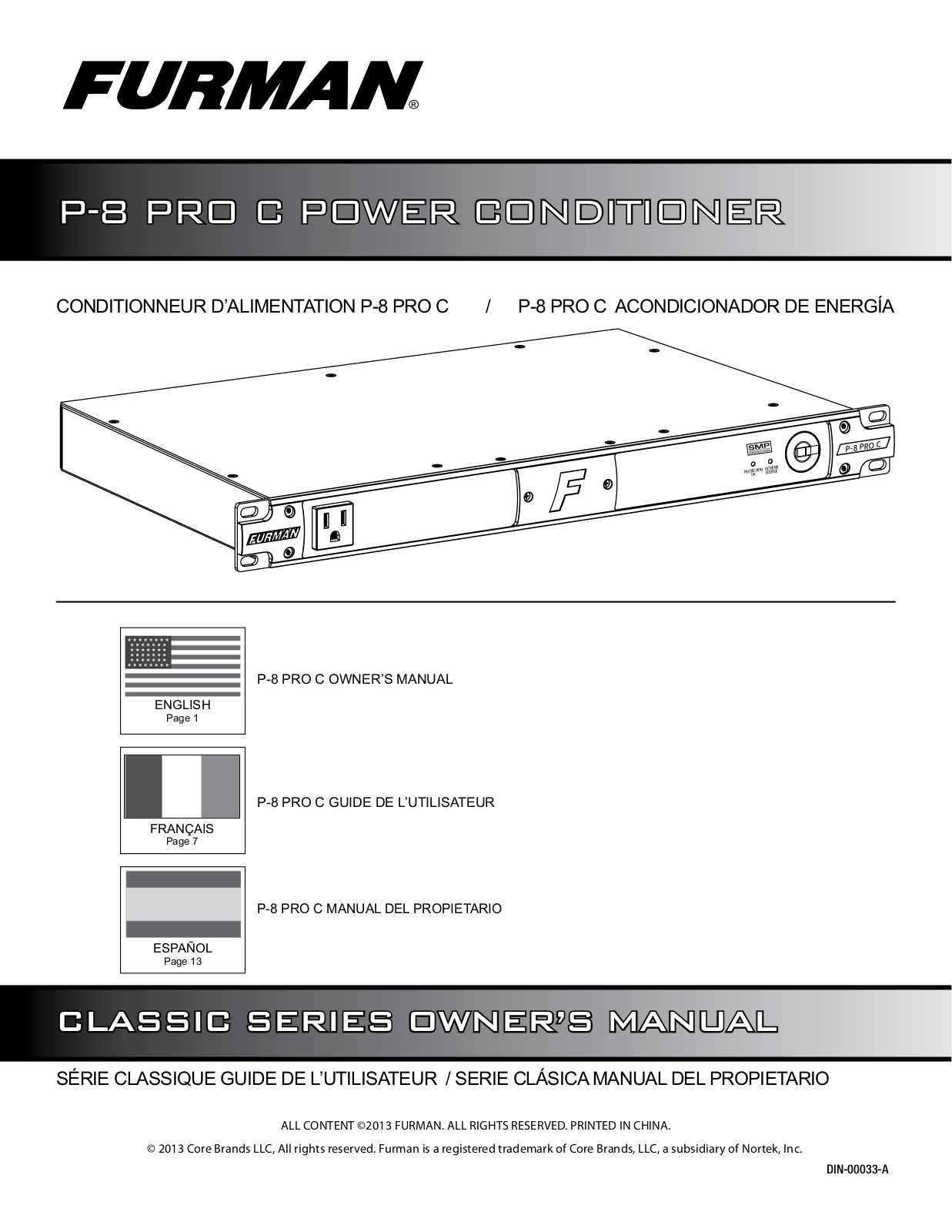 Furman P-8 PRO C Users Manual