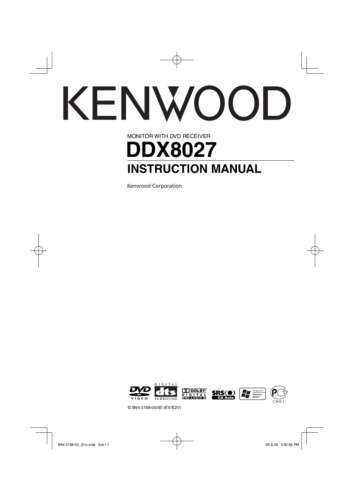 Kenwood DDX8027 Instruction Manual