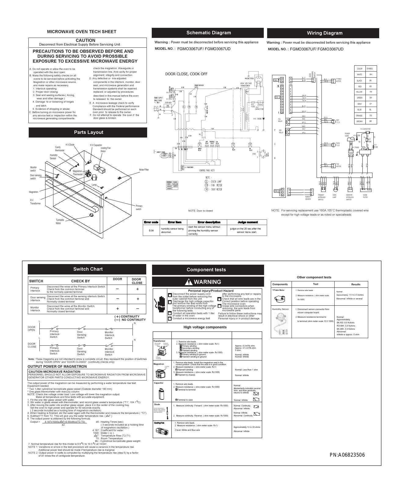 Frigidaire FGMO3067UD, FGMO3067UF Wiring Diagram