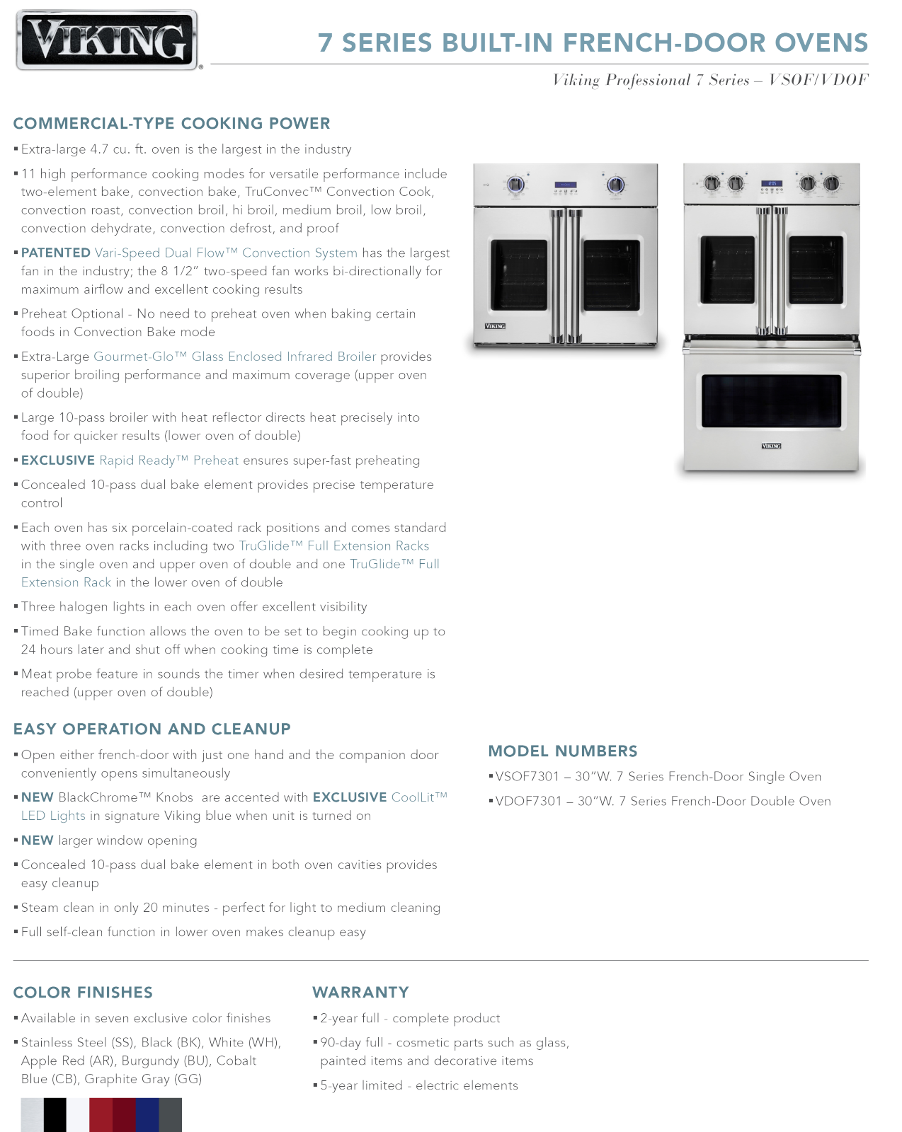 Viking VDOF7301GG Specifications