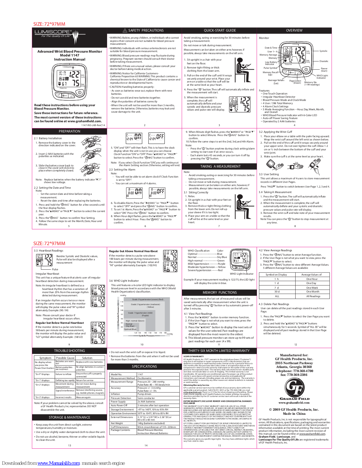 Lumiscope 1147 Instruction Manual