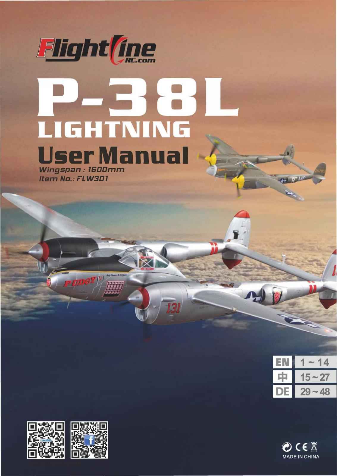 Flightline P-38L LIGHTNING User Manual