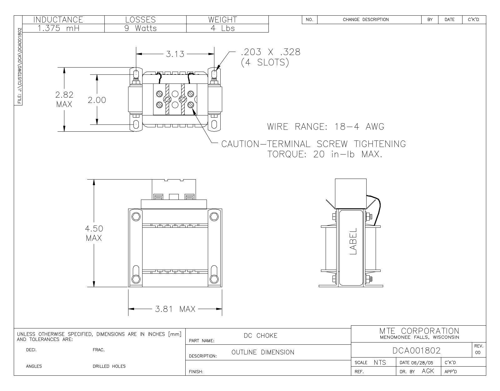 MTE DCA001802 CAD Drawings