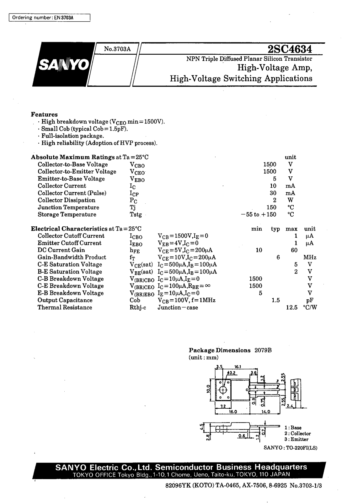 SANYO 2SC4634 Datasheet