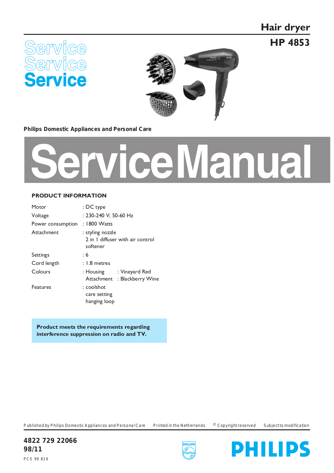 Philips HP 4853 Service Manual