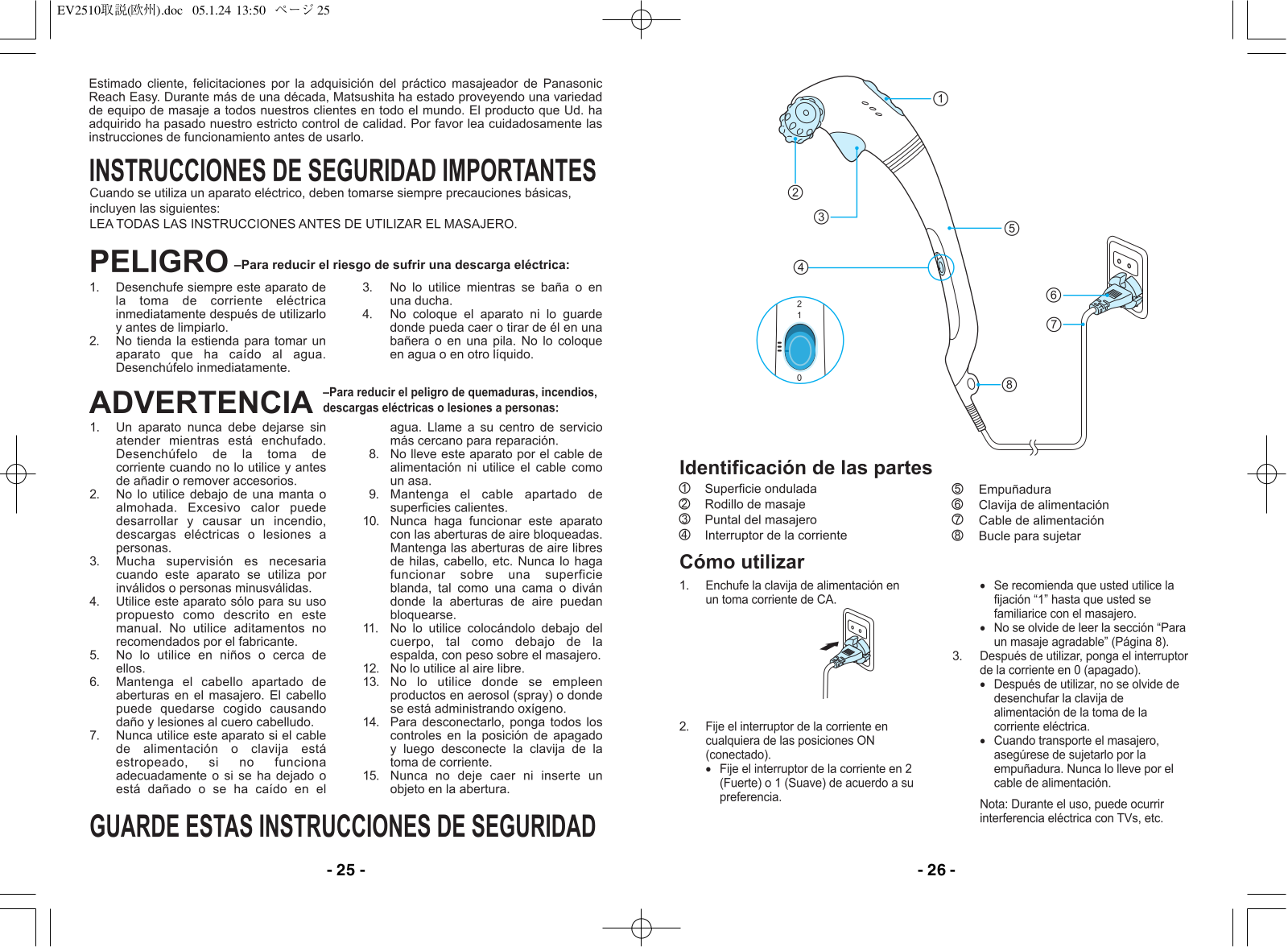 Panasonic EV 2510 User Manual