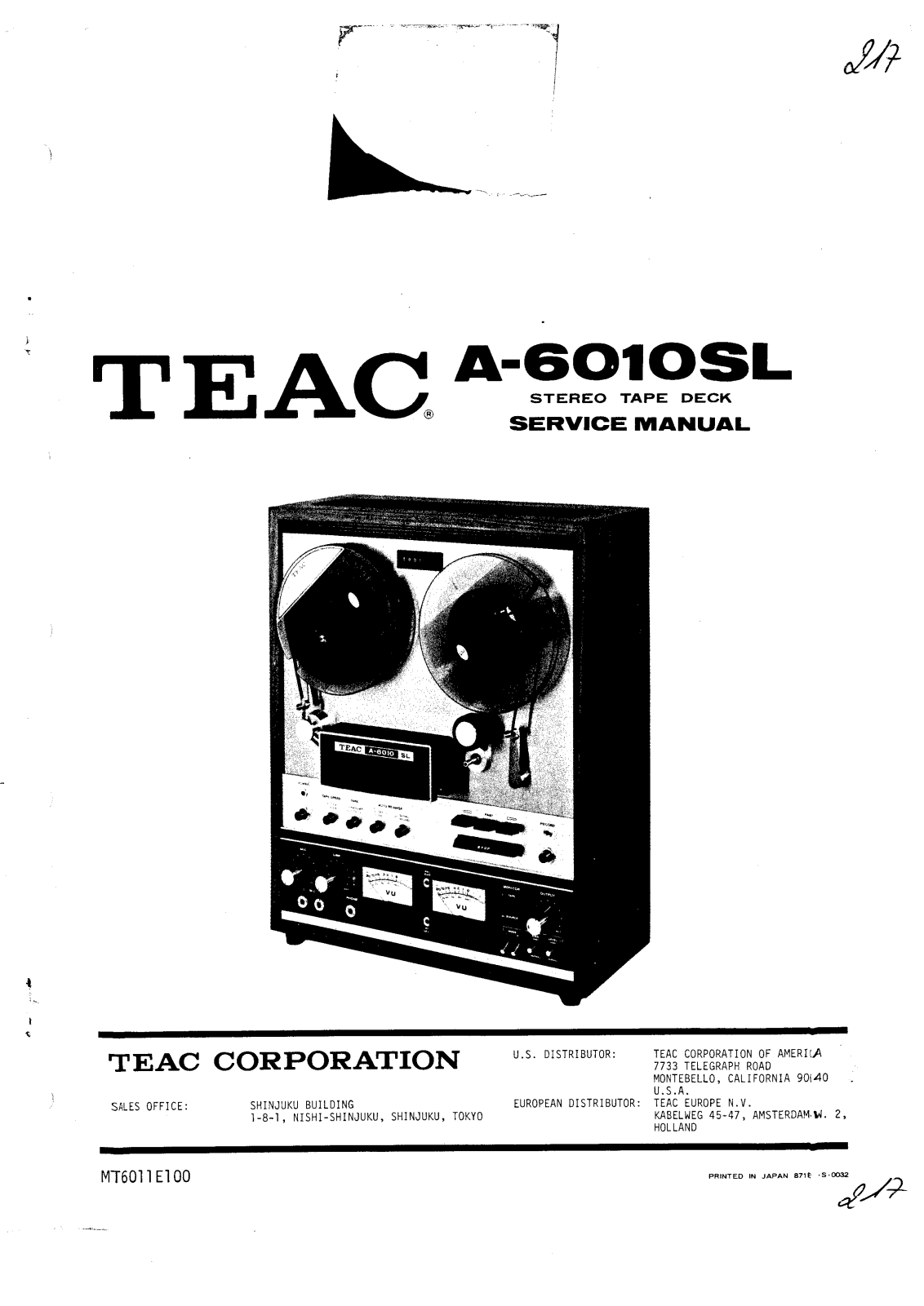 TEAC A-6010-SL Service manual