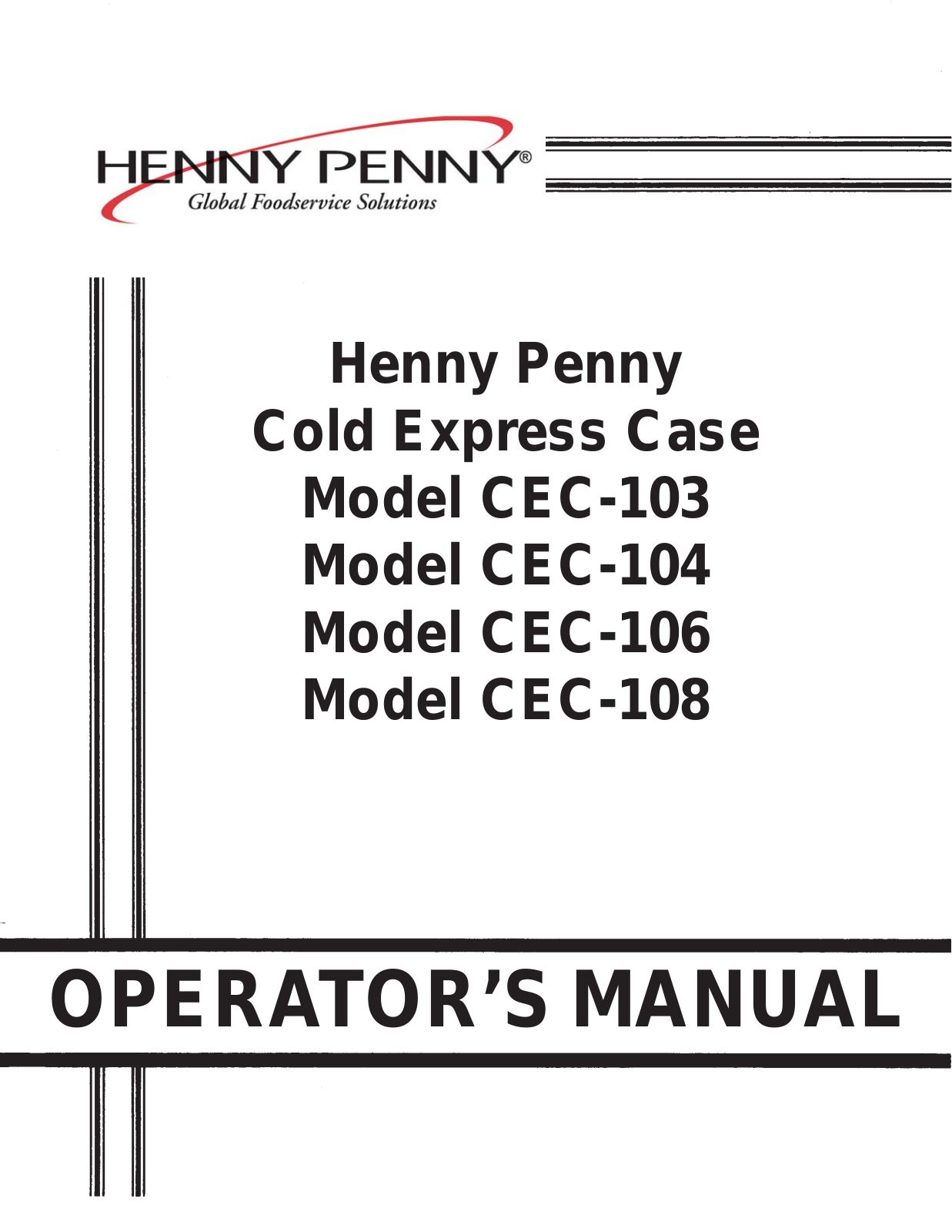 Henny Penny CEC-104, CEC-103, CEC-108, CEC-106 User Manual