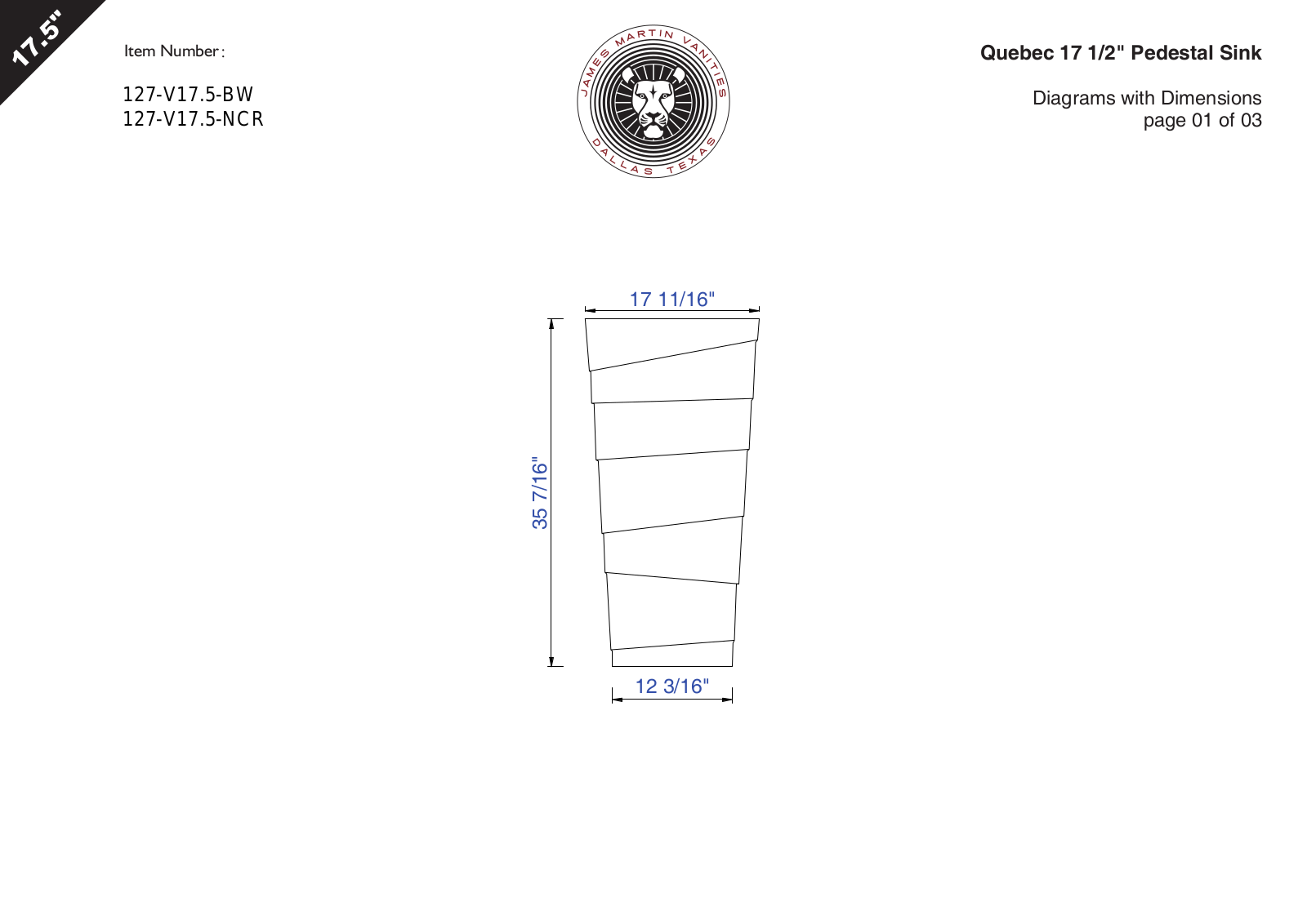 James Martin 127V175BW, 127V175NCR Diagram