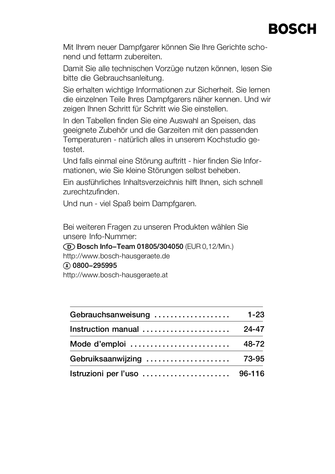 BOSCH HBC 24D6 User Manual